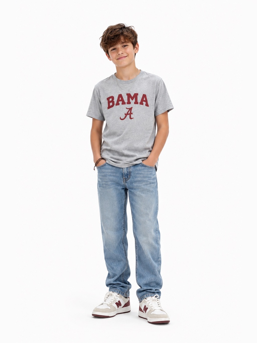 MV Sport Gray and Red BAMA Kids T-Shirt